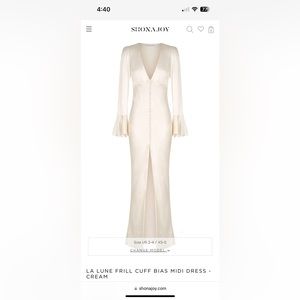 (NWT) Shona Joy La Lune Frill Cuff Bias Midi Dress